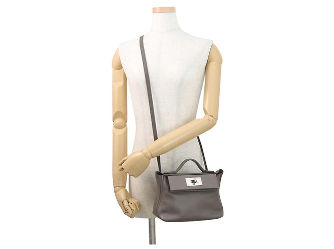 Hermès Hermes 24 Sac Mini Etoupe Evercolor Swift U Shoulder Bag Grigio - vista 5