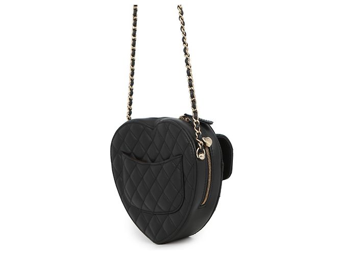 Borsa a Spalla con Catena Chanel Matelassé Heart Shape Nero - vista 2