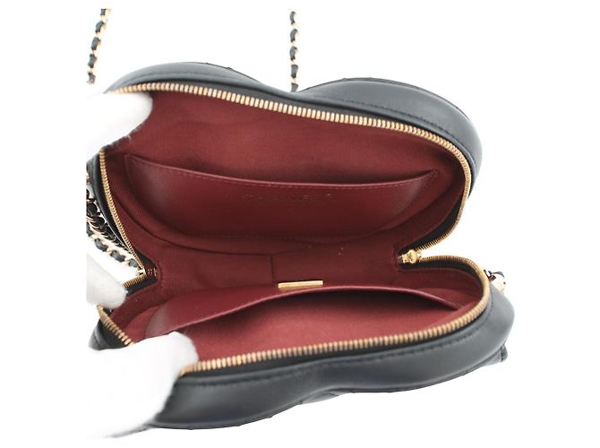 Borsa a Spalla con Catena Chanel Matelassé Heart Shape Nero - vista 5