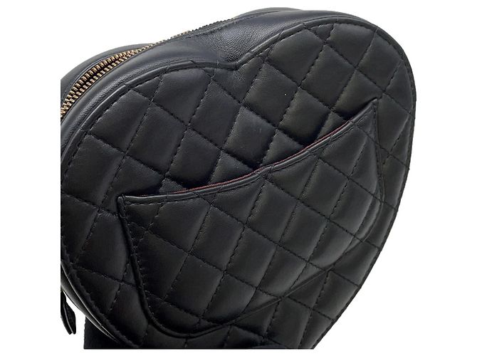 Borsa a Spalla con Catena Chanel Matelassé Heart Shape Nero - vista 6