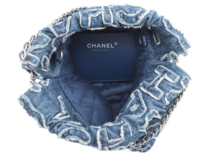 Borsa Chanel 22 Mini Coco Mark in denim Blu - vista 6