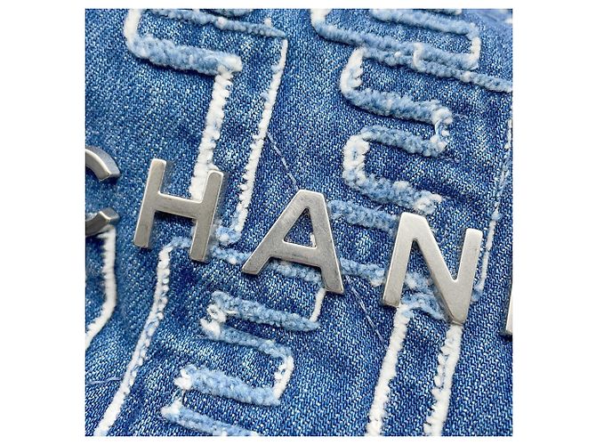 Borsa Chanel 22 Mini Coco Mark in denim Blu - vista 7