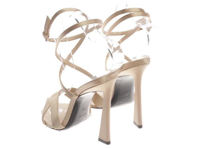Saint Laurent Corinne 110 Sandali in Raso Beige - vista 3