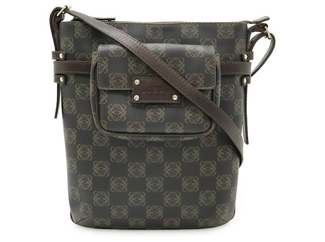 Borsa a tracolla Loewe Repeat Anagram Nero Marrone scuro - vista 2