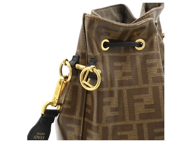 Borsa a secchiello Fendi Zucca Montresor Marrone Nero Beige - vista 5