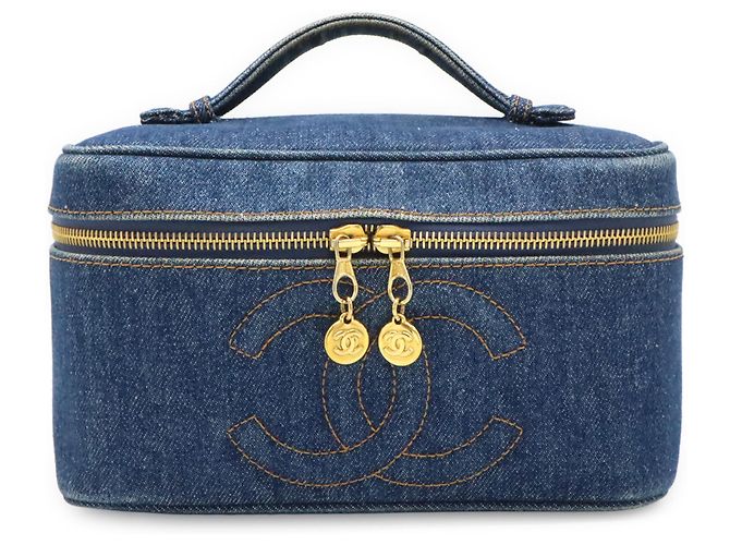 Bolsa de Vanity Chanel Coco Mark em denim Azul - vista 2