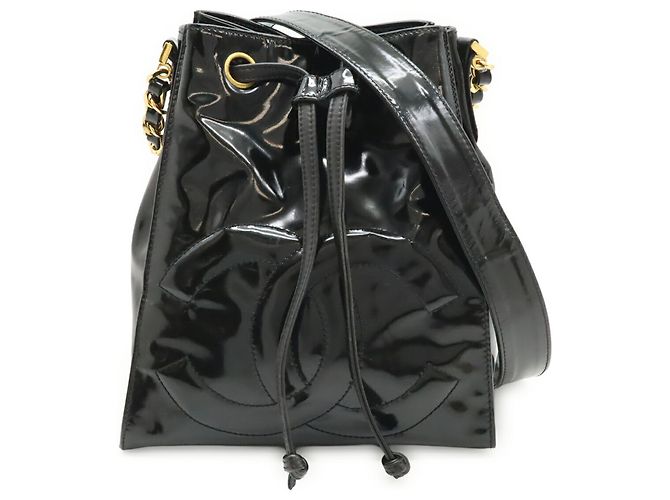 Borsa a tracolla Chanel Coco Mark Chain in pelle smaltata nera Nero - vista 2