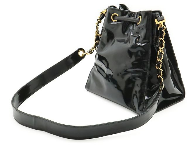 Borsa a tracolla Chanel Coco Mark Chain in pelle smaltata nera Nero - vista 3