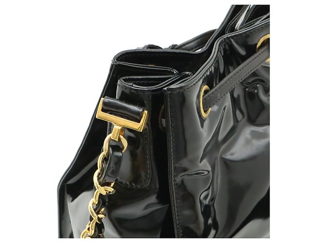 Borsa a tracolla Chanel Coco Mark Chain in pelle smaltata nera Nero - vista 5