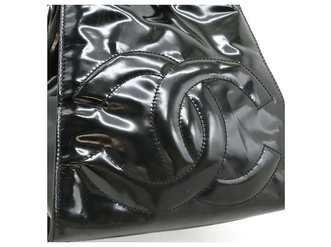 Borsa a tracolla Chanel Coco Mark Chain in pelle smaltata nera Nero - vista 8