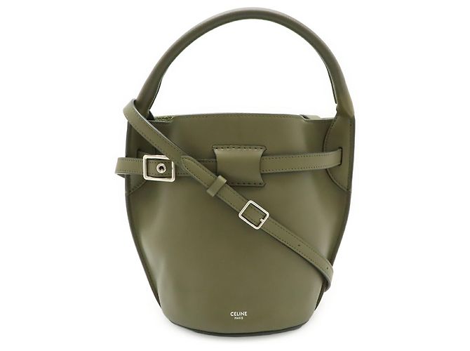 Céline Borsa CELINE Big Bag Bucket Nano in Khaki Green Verde Cachi - vista 2