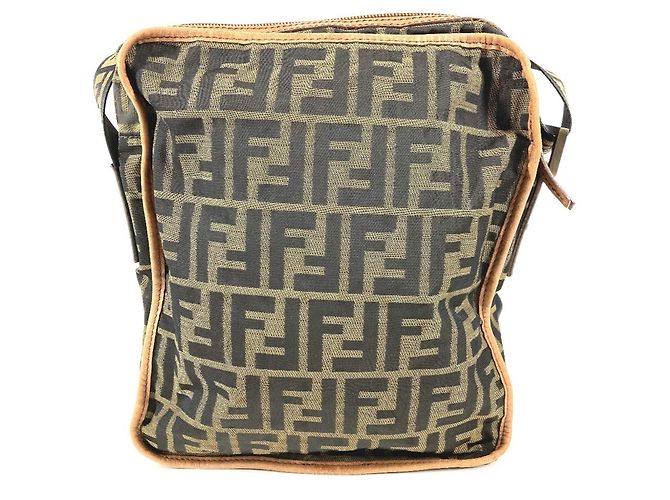 Borsa Fendi Zucca Logo in pelle marrone - vista 2