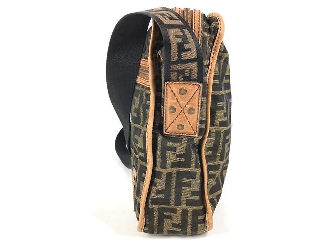 Borsa Fendi Zucca Logo in pelle marrone - vista 3