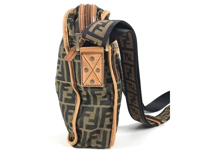 Borsa Fendi Zucca Logo in pelle marrone - vista 4
