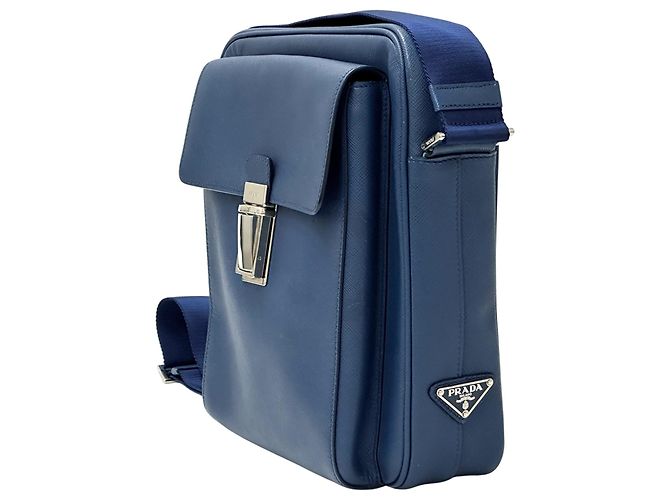 Prada Saffiano Lederhandtasche Blau - Ansicht 3