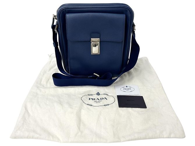 Prada Saffiano Lederhandtasche Blau - Ansicht 8