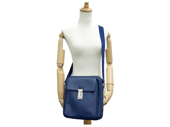 Prada Saffiano Lederhandtasche Blau - Ansicht 9