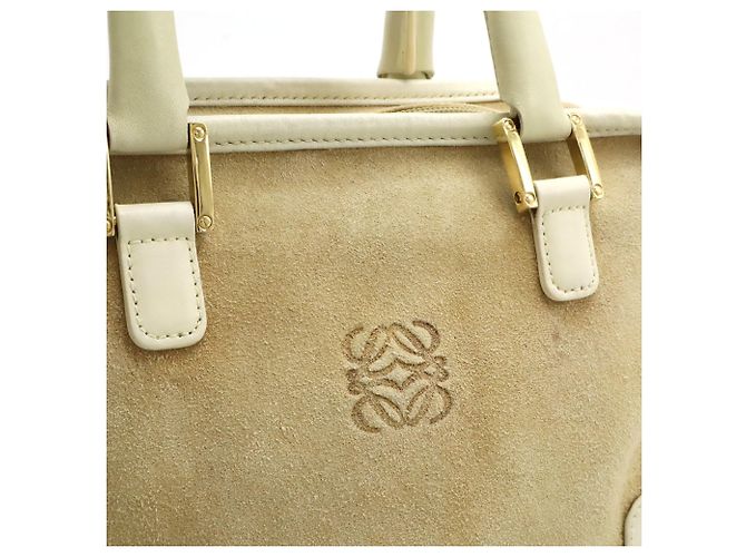 Borsa Loewe Amazona 28 Anagram Beige Crudo - vista 10