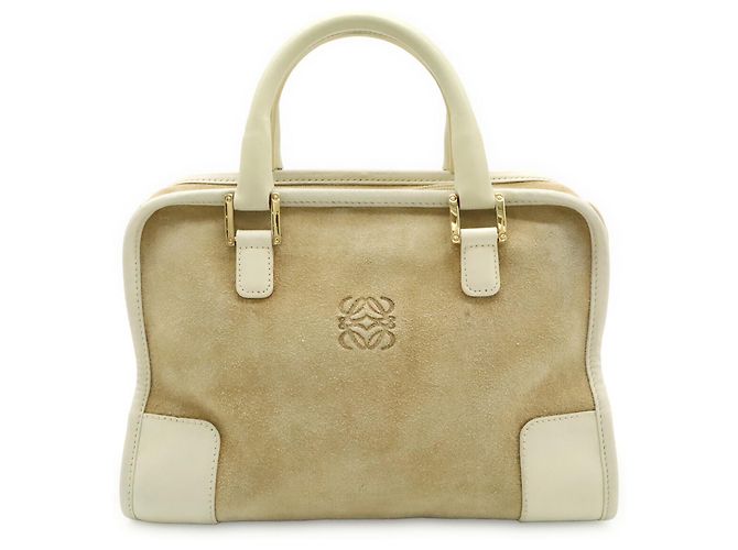 Borsa Loewe Amazona 28 Anagram Beige Crudo - vista 2