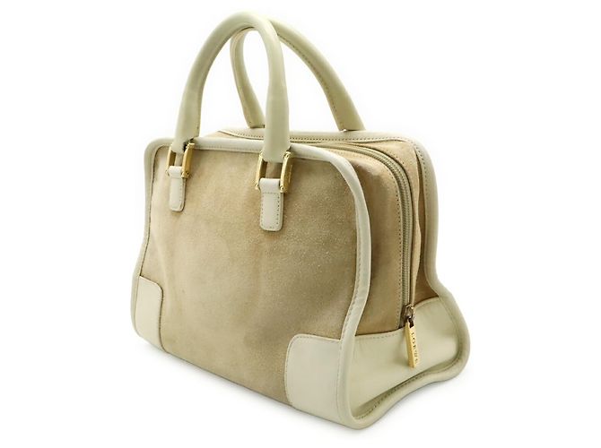 Borsa Loewe Amazona 28 Anagram Beige Crudo - vista 3