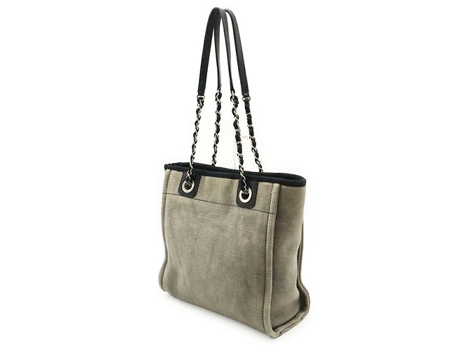 Borsa Tote CHANEL Deauville Marrone Nero - vista 3