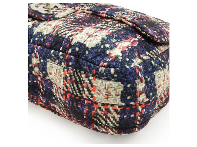 Borsa a Spalla Chanel Tweed Print Coco Mark Chain Rosa Grigio Blu navy - vista 4