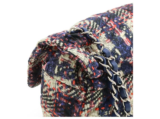 Borsa a Spalla Chanel Tweed Print Coco Mark Chain Rosa Grigio Blu navy - vista 5