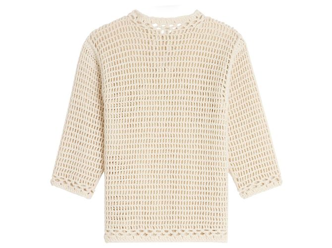 Céline Jersey de lana ganchillo Celine Baja Logo Triomphe Crudo - vista 2