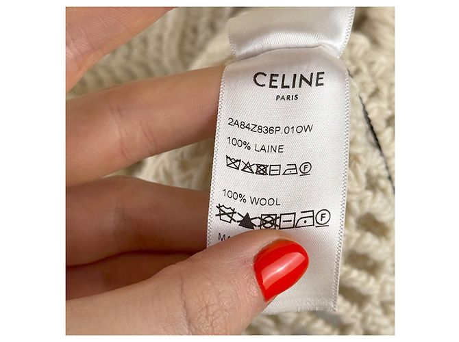 Céline Jersey de lana ganchillo Celine Baja Logo Triomphe Crudo - vista 6