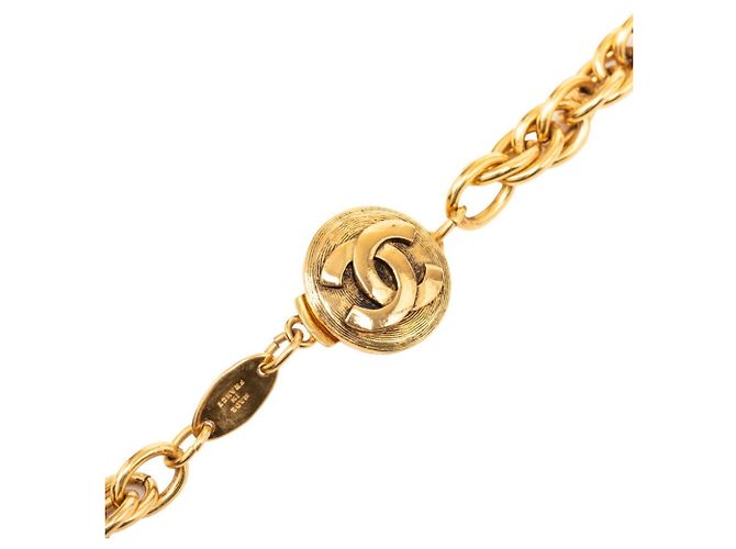 Collana con pendente a catena con placca logo Chanel Coco Mark Nero D'oro - vista 3