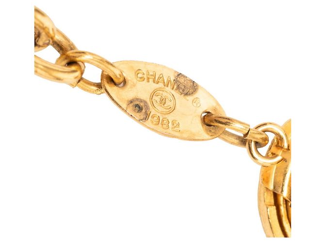 Collana con pendente a catena con placca logo Chanel Coco Mark Nero D'oro - vista 4
