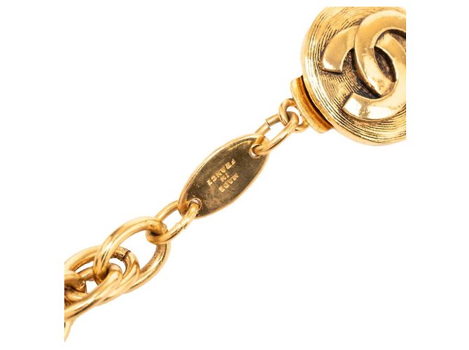 Collana con pendente a catena con placca logo Chanel Coco Mark Nero D'oro - vista 5