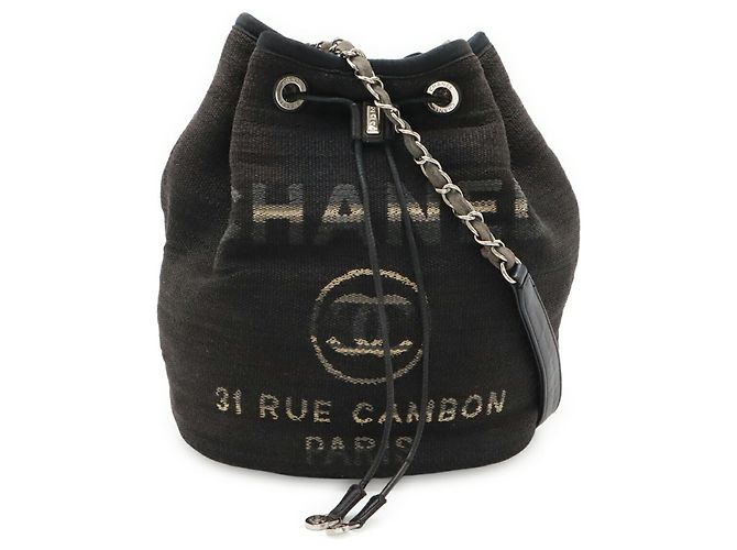 Borsa a Spalla Chanel Deauville Border Multicolore Blu navy - vista 2