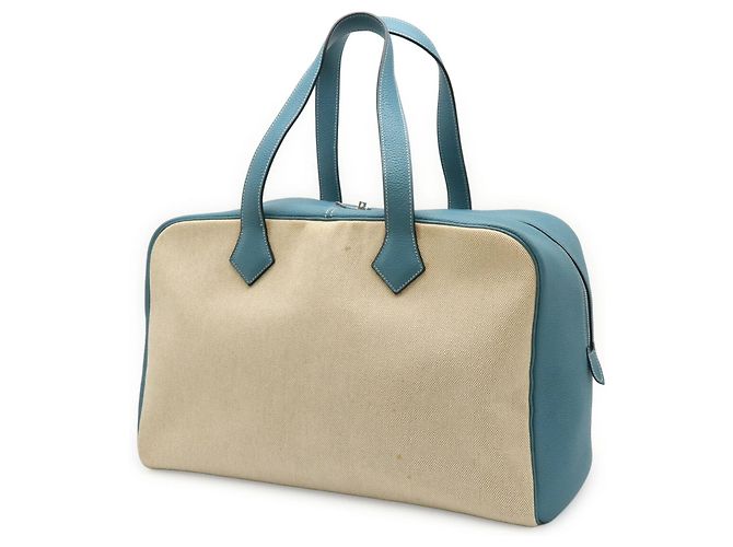 Hermès Hermes Victoria 43 Boston Bag Blau Beige - Ansicht 3