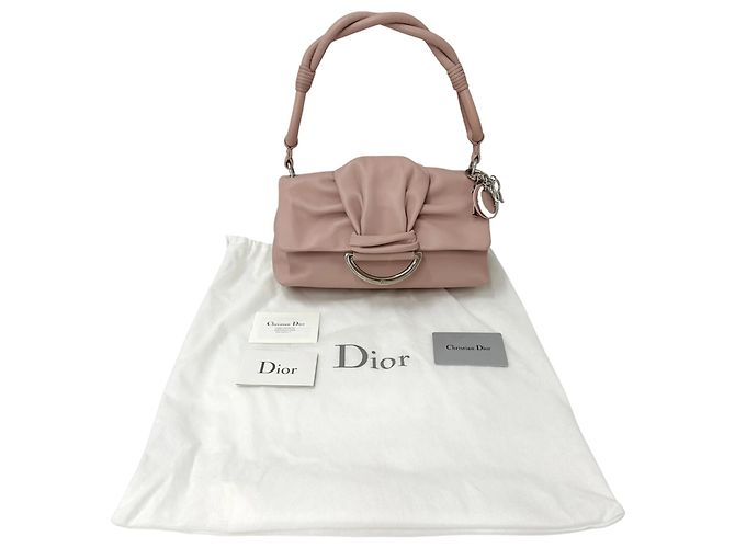 Borsa a tracolla in pelle rosa Christian Dior - vista 7