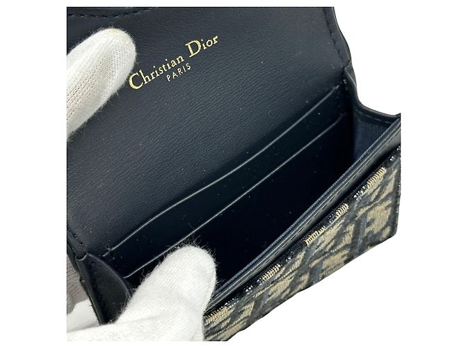 Tarjetero Christian Dior Beige Azul marino - vista 4