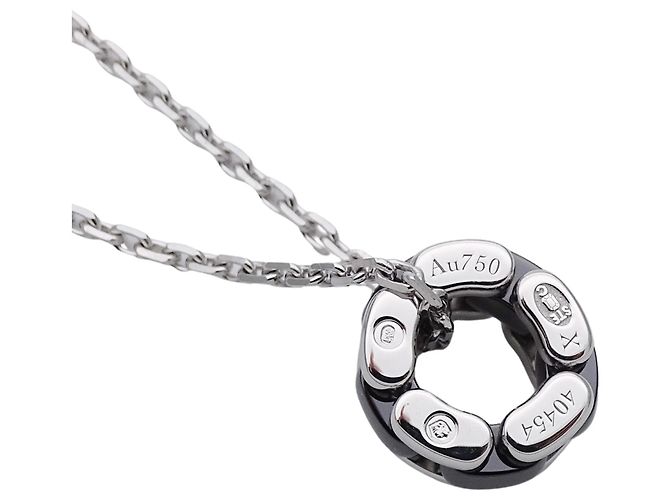Collana Chanel in oro bianco 18K e ceramica nera Nero Argento - vista 4