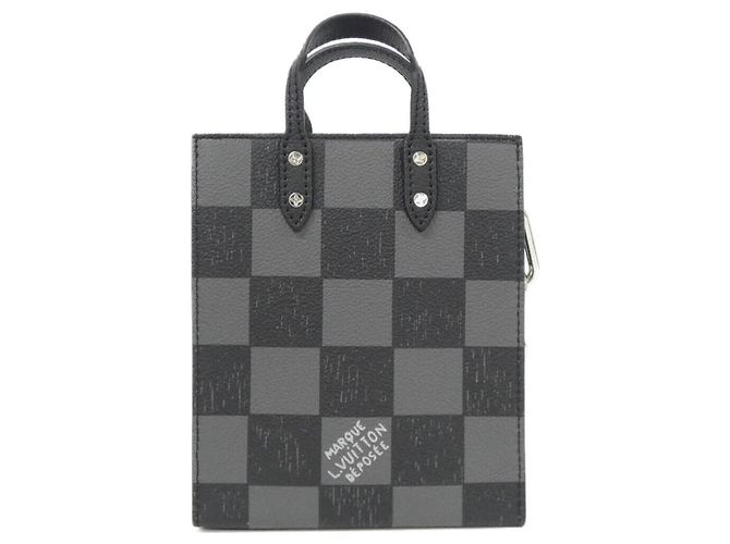 Borsa Louis Vuitton Damier Checkerboard Sac Plat XS Nero - vista 2