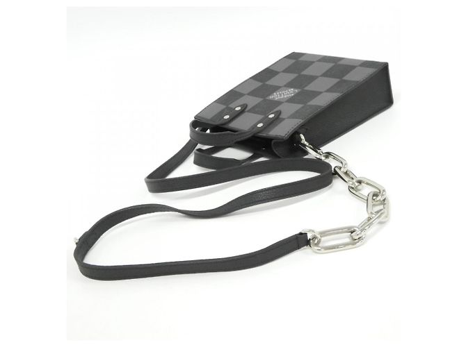 Borsa Louis Vuitton Damier Checkerboard Sac Plat XS Nero - vista 6