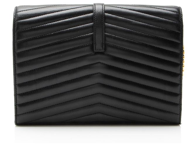 Saint Laurent Matelasse Lammfell Monogramm Sulpice Chain Wallet Schwarz - Ansicht 3