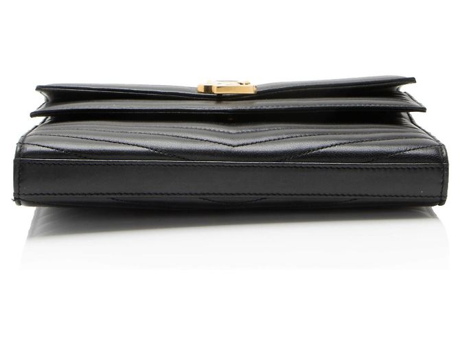 Saint Laurent Matelasse Lammfell Monogramm Sulpice Chain Wallet Schwarz - Ansicht 4