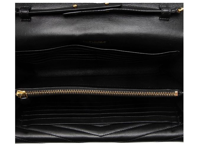 Saint Laurent Matelasse Lammfell Monogramm Sulpice Chain Wallet Schwarz - Ansicht 7