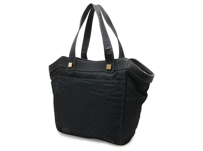 Borsa Loewe Anagram Nylon Canvas Leather Tote Bag Nero - vista 2