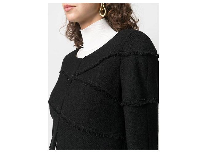 Chanel Y2K schwarze Wolljacke mit Fransen-Details - Ansicht 4