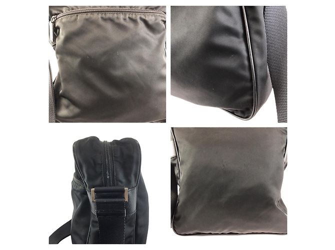 Borsa a tracolla in nylon Prada Tessuto con logo triangle Nero - vista 5
