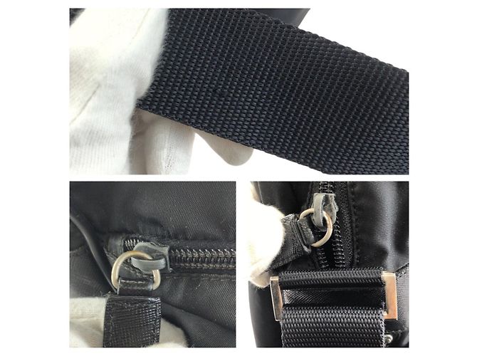 Borsa a tracolla in nylon Prada Tessuto con logo triangle Nero - vista 6