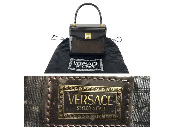 Borsa Versace Sunburst in crine di cavallo Marrone - vista 4