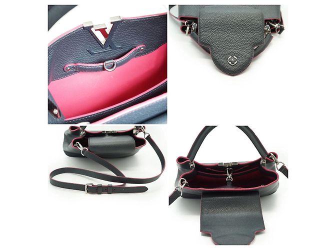 Borsa a mano in pelle Louis Vuitton Capucines Nero - vista 5