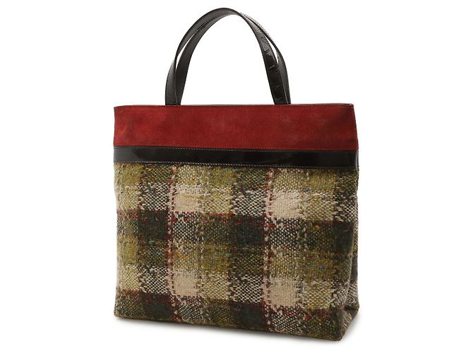 Bolsa Tote de camurça e lã com estampa Check da Burberry Vermelho - vista 2