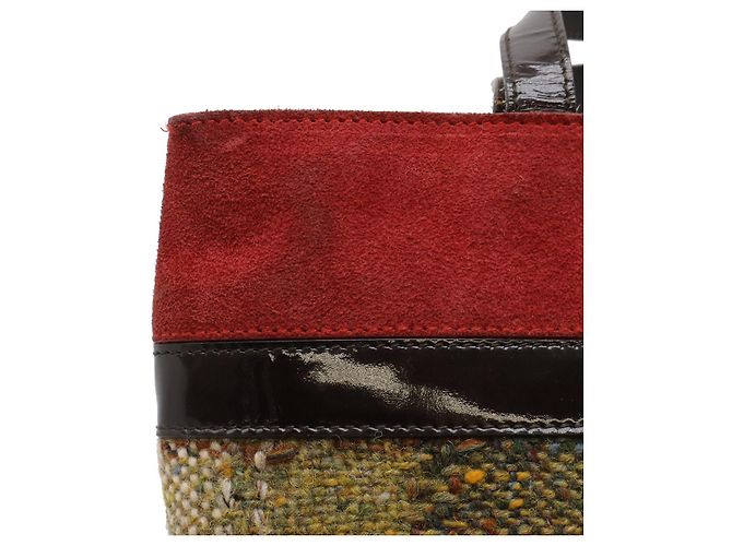 Bolsa Tote de camurça e lã com estampa Check da Burberry Vermelho - vista 4